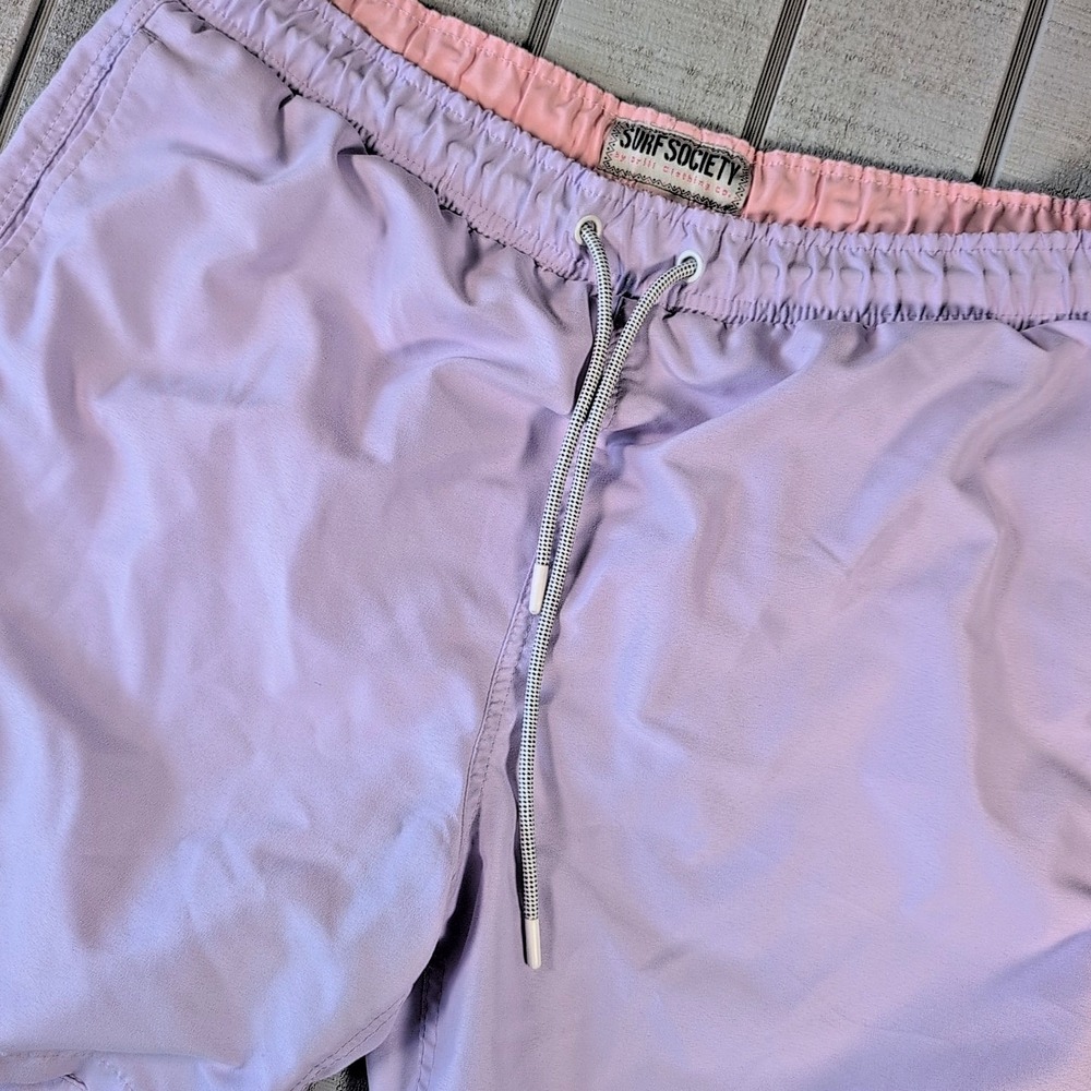 Surf Society Shorts Mens Size XL Swim Pool Shorts Purple Draw String Lined Daily